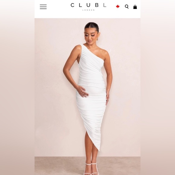 NWT Club L London White Maternity Ruched One Shoulder Midi Dress - Picture 4 of 4